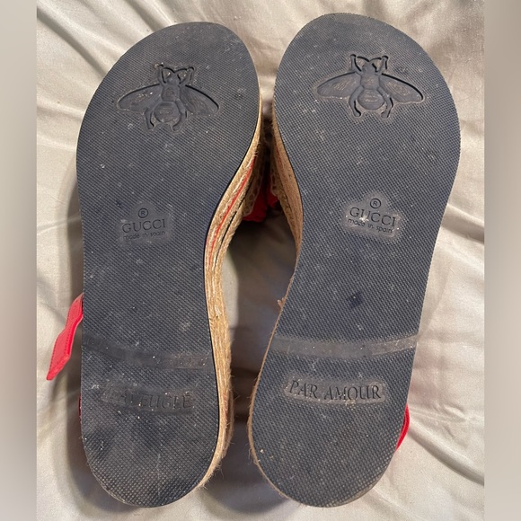 Excellent Condition Gucci Marmont Lilienthal Platform Wedge Espadrilles Pearl GG - Picture 4 of 4